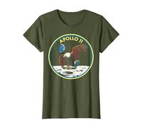 NASA Apollo 11 Round Emblem Camiseta, Mujer, Verde Oliva, XL