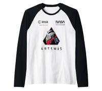 NASA Artemis II Misión Patch Worm y Esa Logo Camiseta Manga Raglan