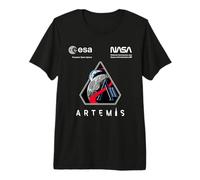 NASA Artemis II Misión Patch Worm y Esa Logo Camiseta Premium