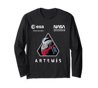 NASA Artemis II Misión Patch Worm y Esa Logo Manga Larga