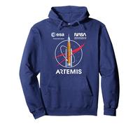 NASA Artemis Misión SLS Worm and Esa Logo Sudadera con Capucha, Unisex para Adultos, Azul Marino, S