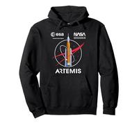 NASA Artemis Misión SLS Worm and Esa Logo Sudadera con Capucha, Unisex para Adultos, Negro, XL
