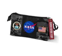 NASA Camo-Estuche Portatodo Triple FAN, Gris, 23 x 11 cm