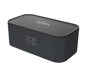 NASA Despertador SPC800 - Radio Despertador, Altavoz Bluetooth Potente, 10 W RMS, Carga inalámbrica 5 W, Doble Alarma, Efecto estéreo, luz LED, batería de Litio, Reloj Incorporado, Color Negro