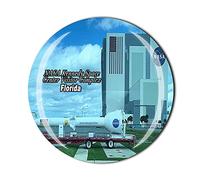 NASA Kennedy Centro Espacial Complejo de Visitantes Merritt Island Florida USA America Imán de nevera Cristal Turístico Regalo, Colección de Regalos para Refrigerador Magnético