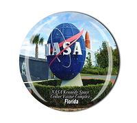 NASA Kennedy Centro Espacial Complejo de Visitantes Merritt Island Florida USA America Imán de nevera Cristal Turístico Regalo, Colección de Regalos para Refrigerador Magnético
