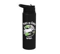 NASA Peace On Earth Nave espacial White Distress Stainless Steel Insulated Water Bottle