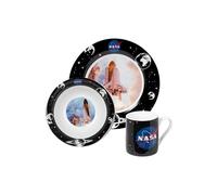 NASA Rocket - Juego de desayuno infantil (3 piezas, plato, cuenco y taza de porcelana)