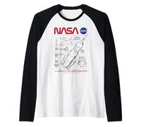 NASA Space Shuttle SLS Saturn V Apollo Lunar Esquemático Camiseta Manga Raglan