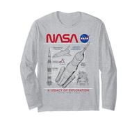 NASA Space Shuttle SLS Saturn V Apollo Lunar Esquemático Manga Larga