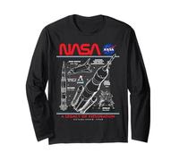 NASA Space Shuttle SLS Saturn V Apollo Lunar Esquemático Manga Larga