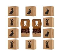 Naschboxen - 10x6,5x10cm Fenster Deko mit Häschen Motiv, niedliche Wohnaccessoires, kleine Aufbewahrungsboxen | robustes Papiermaterial für Plätzchen Süßigkeiten Schokolade Büro Schule