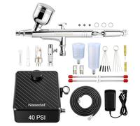 Nasedal Airbrush kit 40PSI Auto-stop Air Compressor Dual-Action Air Brush Model Paint for Car Nail Makeup Cake Decoration Art Drawing Craft Tattoo