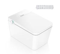 Nashi - Inodoro Japones | WC con Bidet | Agua Caliente, Taza calefactable y Secado | Tapa y Asiento con Apertura y Cierre Automático | Autolimpieza y Estirilizador UV | Mando a Distancia | Square