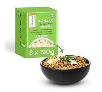 Nashi Konjac Shirataki - Fideos prémium (8 x 190 g), sin olor, aptos para veganos, sin grasa y bajos en calorías, aptos para dieta cetogénica con glucomanano, dieta baja en carbohidratos, listos para