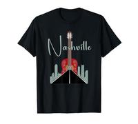 Nashville Music City es mi Tipo de Ciudad Black Outline Camiseta gráfica económica