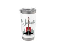 Nashville Music City es mi tipo de ciudad Black Outline Vaso térmico de acero inoxidable de doble pared