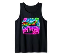 Nashville Retro Vibrante Skyline Music City Design Camiseta sin Mangas