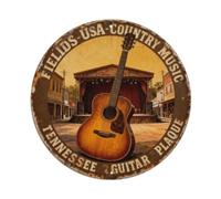 Nashville Tennessee - Placa de metal con diseño de guitarra, diseño de