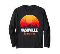 Nashville Tennessee Vintage Sunset Retro City State USA Manga Larga