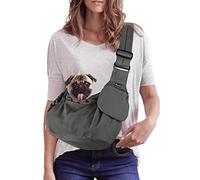 Nasjac Pet Sling Carrier, Dog Papoose Hand Free Cat Carry Bag con Correa de Hombro Acolchada Ajustable con Soporte Inferior Bolsa de Apertura con Cremallera Frontal Bolsillo con cinturón de Seguridad
