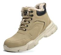 Nasogetch Botas de Seguridad Hombre Mujer Impermeables Ligeras Zapatillas Cómodas Calzado 9193 Caqui Invierno Forro Cálido 42 EU