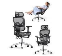 naspaluro Silla Ergonomica Escritorio con Reposapies, Load 160 kg, Negro