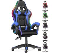 naspaluro Silla Gaming con Luces LED,Silla Gaming con RGB (Azul) | Reposacabezas, comodidad, ruedas silenciosas, regulable en altura, para gamers, para ordenador, para oficina