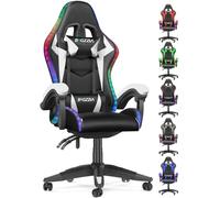 naspaluro Silla Gaming con Luces LED,Silla Gaming con RGB (Blanco) | Reposacabezas, comodidad, ruedas silenciosas, regulable en altura, para gamers, para ordenador, para oficina