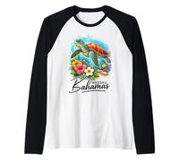 Nassau Bahamas Cruise Travel Isla del Caribe Tortuga Marina Camiseta Manga Raglan