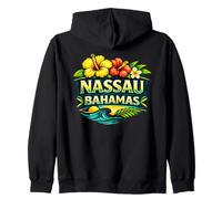 Nassau Bahamas Flores Tropicales Playa Diseño Sudadera con Capucha