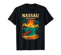 Nassau Bahamas Island Retro Atardecer Tropical Scenic Camiseta
