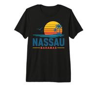Nassau Bahamas Retro Sunset Beach Camiseta Premium