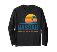 Nassau Bahamas Retro Sunset Beach Manga Larga