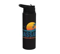 Nassau Bahamas Retro Sunset Beach Stainless Steel Insulated Water Bottle