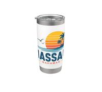 Nassau Bahamas Retro Sunset Beach Vaso térmico de acero inoxidable de doble pared