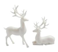 NASSMOSSE 2 estatuas de Ciervos, Decoraciones navideñas de Renos, par de pie y Tumbado para Dormitorio/Sala de Estar, Blanco