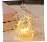 NASSMOSSE Juego de Belén, Belén navideño Iluminado y Figuras, Adornos acrílicos religiosos para Decoraciones navideñas de Mesa en Interiores