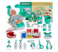 NASSMOSSE Juego de Dentista para niños, Juego Realista de médico para niños pequeños con muñeca, Juguete de Dentista Educativo temprano, Kit de plástico para Mayores de 3 años, Regalos, Estilo 1
