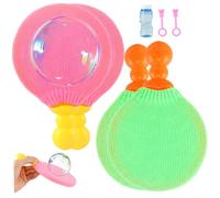 NASSMOSSE Juguetes de Burbujas, Juego Interactivo de Burbujas con solución y Palo y 4 Raquetas, Juegos de Pelota Divertidos para niños, Familia, Verano, al Aire Libre, Fiestas