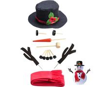 NASSMOSSE Kit para Construir un muñeco de Nieve, Manualidades navideñas Incluye Sombreros de Copa Negros, Bufanda, Botones para Coser, Nariz y Brazos de Zanahoria, Kit para Hacer Mini muñecos