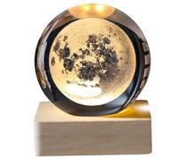NASSMOSSE Lámpara de cristal, luz nocturna de bola de cristal 3D con base de luz LED Clolorful, lámpara de esfera lunar, luz LED de bola para decoración de mesa, dormitorio, regalos de cumpleaños