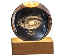 NASSMOSSE Lámpara de cristal, luz nocturna de bola de cristal 3D con base de luz LED Clolorful, lámpara de esfera de galaxia, luz LED de bola para decoración de mesa, dormitorio, regalos de cumpleaños