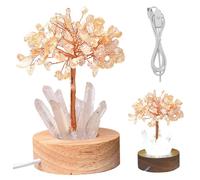NASSMOSSE Lámpara de Noche con Forma de árbol de Cristal Natural, bonsái Feng Shui, con Enchufe USB, luz Nocturna para Sala de Estar, Amarilla