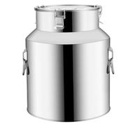 NASSMOSSE Lata de Leche de Acero Inoxidable 304 de 5L con Tapa, Hebilla, Anillo de elevación, Pico hermético