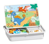 NASSMOSSE Libro magnético Divertido Mundo de Dinosaurios Juego magnético de Doble Cara para Rompecabezas y Pintura Juguete Educativo de Aprendizaje Preescolar para niños