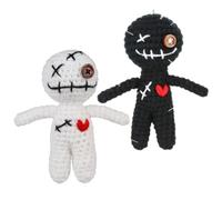 NASSMOSSE Muñeco vudú de Ganchillo Hecho a Mano, Juguete de Apoyo Emocional con diseño de Fantasma Espeluznante, Decoraciones de Halloween, Blanco y Negro, 2 uds.