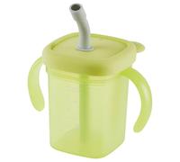 NASSMOSSE Vaso para sorber para adultos a prueba de derrames de 310 ml - Vaso de plástico para disfagia con pajita, doble asa para ancianos y maternidad, verde