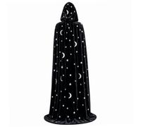 NASSMOSSE Wizard Robes Disfraz de Mago con Capucha Star Moon Capa con Capucha de Terciopelo para Juegos de rol de Vampiros y Demonios, Negro