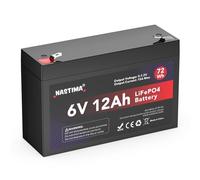 NASTIMA Batería Recargable 6V 12Ah 72Wh LiFePO4 con Protección BMS | Ciclo Profundo 4000 Veces, para Cámara de Vigilancia, Coches de Juguete para Niños, Lanchas a Motor, Camping, Paneles Solares